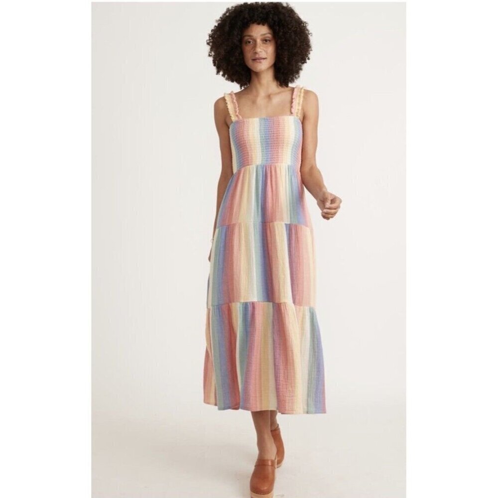 Marine Layer Pastel Rainbow Stripe Maxi Dress